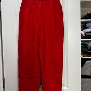 Josephine Chaus Petite Red Silk-Linen Pants